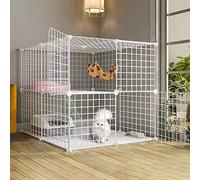 Cat Cage - Cat Playpen, Cat Crates for Indoor Cats, Puppy Playpen 2 Tier Cat Cage Indoor Detachable Metal Wire with Door for Rabbit, Bunny, Guinea Pig, Chinchilla
