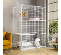 Cat Cage - Cat Playpen, Cat Crates for Indoor Cats, Puppy Playpen 2 Tier Cat Cage Indoor Detachable Metal Wire with Door for Rabbit, Bunny, Guinea Pig, Chinchilla