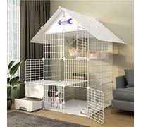 Cat Cage - Cat Playpen, Cat Pen Exercise Yard Fence Cage with Door and Closed Cat Litter Box Diy Pets Playpen Cats Crate Cage Kennel Foldable Fence Yard Barrier for Small Pets Rabbits Hedgehogs C