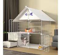 Cat Cage - Cat Playpen, Cat Pen Exercise Yard Fence Cage with Door and Closed Cat Litter Box Diy Pets Playpen Cats Crate Cage Kennel Foldable Fence Yard Barrier for Small Pets Rabbits Hedgehogs C