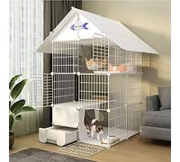 Cat Cage - Cat Playpen, Cat Pen Exercise Yard Fence Cage with Door and Closed Cat Litter Box Diy Pets Playpen Cats Crate Cage Kennel Foldable Fence Yard Barrier for Small Pets Rabbits Hedgehogs C