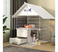 Cat Cage - Cat Playpen, Cat Pen Exercise Yard Fence Cage with Door and Closed Cat Litter Box Diy Pets Playpen Cats Crate Cage Kennel Foldable Fence Yard Barrier for Small Pets Rabbits Hedgehogs C