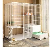 Cat Cage - Cat Playpen Diy Pets Playpen Exercise Yard Fence Cage with Door and Closed Cat Litter Box, Easy to Clean and Remove Odor for Small Pets Rabbits Hedgehogs Cat Guinea Pigs ,C-111*49*109CM-B