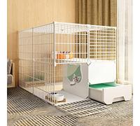 Cat Cage - Cat Playpen Diy Pets Playpen Exercise Yard Fence Cage with Door and Closed Cat Litter Box, Easy to Clean and Remove Odor for Small Pets Rabbits Hedgehogs Cat Guinea Pigs