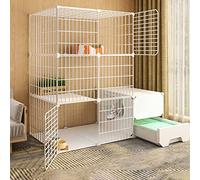 Cat Cage - Cat Playpen Diy Pets Playpen Exercise Yard Fence Cage with Door and Closed Cat Litter Box, Easy to Clean and Remove Odor for Small Pets Rabbits Hedgehogs Cat Guinea Pigs,C-111 * 49 * 109CM