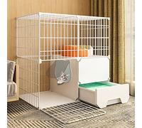 Cat Cage - Cat Playpen Diy Pets Playpen Exercise Yard Fence Cage with Door and Closed Cat Litter Box, Easy to Clean and Remove Odor for Small Pets Rabbits Hedgehogs Cat Guinea Pigs,B-75 * 49 * 73CM