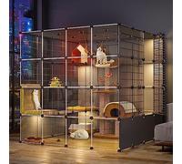 Cat Cage, Cat Playpen for Indoor Cats, Transparent Pvc Design, Pet Cages for Small Animals, Large Exercise Place Ideal for 1-2 Cats (Package B 145 * 145 * 145CM)