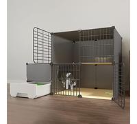 Cat Cage Cat Playpen Large DIY Cat Enclosure 1/2/3 Floor Small Animal Fence Anti-jumping Kitten Box Indoor Use Pet Cages for Cats, Rabbits, Chinchillas, Black (Size: 111x49