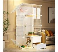 Cat Cage - Cat Playpen Large DIY Enclosures For Small Animal Detachable Metal Pet Crates With Enclosed Cat Litter Box Kitten House Kennels - For Small Animal (Color : C, Size : 107 * 47 * 37cm)
