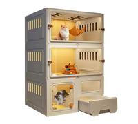 Cat Cage, Cat Playpen with Drawer Litter Box, Cat Cage Indoor with Door, Removable Small Animal Cage, Large Training Area for 1-2 Cats(Yellow,27.5x27.5/70x70cm)