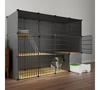 Cat Cage Corner, Large 3-Tier Cat Kennels, Cat Playpen, Cat Cages Indoor Large with Litter Tray, Cat Cage Playpen, Cat Enclosure Fencing, Enclosures Large Exercise Place for 1-4 Ca