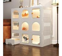cat cage, diy cat enclosure, cat house pet playpen for cats, cat cage indoor with litter box, easy to assemble cattery, large exercise place ideal for 1-2 cats (color : black, size : 71x46.5x106cm)