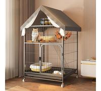 Cat Cage,DIY Cat Enclosures Large Playpen Metal Wire Indoor Cat Crate, Encrypted Mesh Pad, with Storage Area(Size:78cm*55cm*125cm,Color:Black)