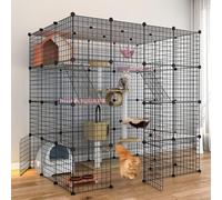 Cat Cage, DIY Cat Playpen 4 Tier Cat Kennels Detachable Metal Wire Large Cat Cage Exercise Place for Small Animal for 1-4 Cats Rabbit Ferret Small Animals FANDIAO