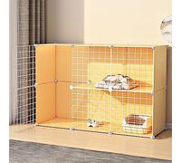 Cat Cage, DIY Cat Playpen, Cat Kennels for Indoor Cats, With litter box and cat hammock, Collapsible Pet Cage, Cat House, Exercise Place Ideal for 1-2 Cat, Ferret, Chinchilla, Rabbit (Size (111*
