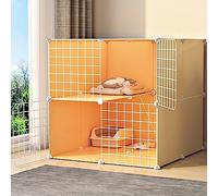 Cat Cage, DIY Cat Playpen, Cat Kennels for Indoor Cats, With litter box and cat hammock, Collapsible Pet Cage, Cat House, Exercise Place Ideal for 1-2 Cat, Ferret, Chinchilla, Rabbit (Size (75 * 7