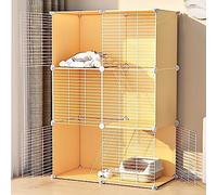 Cat Cage, DIY Cat Playpen, Cat Kennels for Indoor Cats, With litter box and cat hammock, Collapsible Pet Cage, Cat House, Exercise Place Ideal for 1-2 Cat, Ferret, Chinchilla, Rabbit (Size (75 * 3