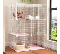 Cat Cage, DIY Cat Playpen, Cat Kennels for Indoor Cats, With litter box and cat hammock, Collapsible Pet Cage, Cat House, Exercise Place Ideal for 1-2 Cat, Ferret, Chinchilla, Rabbit (Size (75 * 7