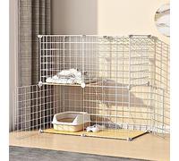 Cat Cage, DIY Cat Playpen, Cat Kennels for Indoor Cats, With litter box and cat hammock, Collapsible Pet Cage, Cat House, Exercise Place Ideal for 1-2 Cat, Ferret, Chinchilla, Rabbit (Size (75 * 3