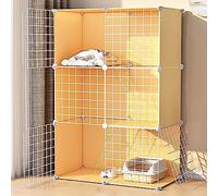 Cat Cage, DIY Cat Playpen, Cat Kennels for Indoor Cats, With litter box and cat hammock, Collapsible Pet Cage, Cat House, Exercise Place Ideal for 1-2 Cat, Ferret, Chinchilla, Rabbit (Size (75 * 3