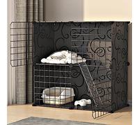 Cat Cage, DIY Cat Playpen, Cat Kennels for Indoor Cats, With litter box and cat hammock, Collapsible Pet Cage, Cat House, Exercise Place Ideal for 1-2 Cat, Ferret, Chinchilla, Rabbit (Size (75 * 4