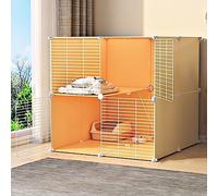 Cat Cage, DIY Cat Playpen, Cat Kennels for Indoor Cats, With litter box and cat hammock, Collapsible Pet Cage, Cat House, Exercise Place Ideal for 1-2 Cat, Ferret, Chinchilla, Rabbit (Size (75 * 7