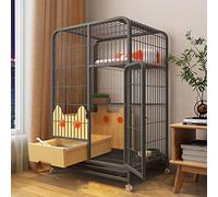 Cat Cage, Diy Ferret Playpens for Indoors, Ferret Cage Chinchilla Cage Folding Wire Cat Ferret Habitat Crate with Casters,Tray for 1-2 Cats, Ferret, Chinchilla (Color : Black, Size : 78 * 55 (Bla