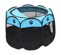 Cat Cage Dog Cage Portable Foldable Pet Octagonal Cage Maternity Kennel Simple Operation Fence Outdoor Camping Pet Tent(Blue)