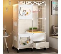 Cat Cage Enclosure DIY Cat Fence, Cat Crates for Indoor Cats with Wheels, Easy to Move, Reinforced Platform, Load-bearing 20kg (Color : Package 2, Size : 72x47x112cm)
