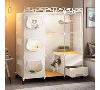 Cat Cage Enclosure DIY Cat Fence, Cat Crates for Indoor Cats with Wheels, Easy to Move, Reinforced Platform, Load-bearing 20kg (Color : Package 1, Size : 107x47x112cm)