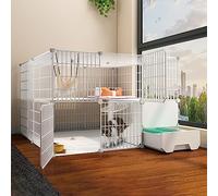 Cat Cage Enclosure with Platforms and Litter Box - Indoor Playpen for Cats, DIY Pet Home, Large Cat Condo