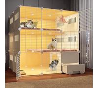 Cat Cage - Extra Large 3-Tier Indoor Playpen with Closed Litter Box for Cats and Small Animals, Ideal Exercise Area, Space-Saving Corner Design