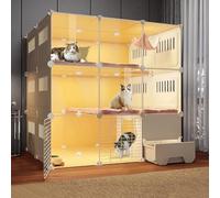 Cat Cage - Extra Large 3-Tier Indoor Playpen with Closed Litter Box for Cats and Small Animals, Ideal Exercise Area, Space-Saving Corner Design