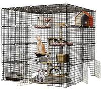 Cat Cage Extra Large,Indoor Cat Cage With Litter Box,Collapsible Wire Pet Cages For Small Animals,Portable Guinea Pig Cage,Yellow-c-B