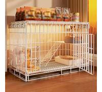 Cat Cage,Foldable Cat Enclosure, 2-Tier Metal Wire s Indoor, Pet Cages for Cats with Hammock ＆ Climbing Ladder, Cats Kennel for 1-2 Kittens Ferret Chinchilla Rabbit(White,69 * 50 * 56cm/27 * 20 * 2