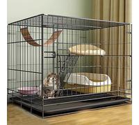 Cat Cage for Indoor Use - Wire Pet Exercise Enclosure with Tray for Easy Cleaning - Ideal for Small Animals like Cats, Ferrets, and Guinea Pigs