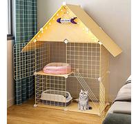 Cat Cage Indoor 2-tier Cat Condo Cat Kennels Crate, Metal Cat House Indoor Durable Pet Enclosure with Litter Boxcat Hammock - for Rabbit, Bunny, Guinea Pig, Chinchilla（75x37x109cm）