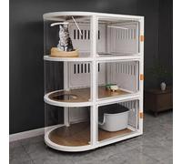 Cat Cage Indoor 3 Tier with Wheels, Panoramic Transparent Design, Well Ventilated Multi-Level Cat Villa for 1-2 Cats, Safe and Cozy Space