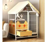 Cat Cage Indoor, Cat Cage Cat Crate Cat Kennel, With pull-out cat litter box, cat climbing ladder, storage on the top, wheels on the bottom, strong support, for 1-2 Cats, Rabbit (Color : A, (B 78