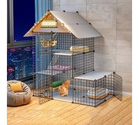 Cat Cage Indoor Cat Cage, DIY Detachable Dense Wire Cat House for Puppy Ferret Rabbit Hedgehog Guinea Pig