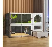 Cat Cage, Indoor Cat Cage with Litter Box, DIY Cat Fence HD Transparent New Upgrade Sliding Door, Suitable for 1-2 Cats, Rabbits, Small Animals (Black 106 * 46.5 * 71cm)