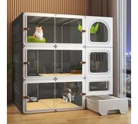 Cat Cage, Indoor Cat Cage with Litter Box, DIY Cat Fence HD Transparent New Upgrade Sliding Door, Suitable for 1-2 Cats, Rabbits, Small Animals (Black 106 * 46.5 * 106cm)