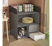 Cat Cage Indoor, Cat Cages with Cat Litter Box Cat Enclosure Detachable 2/3 Tier Metal Small Animal Cage DIY Kitten Cages Extra Large Space for Small Pet Cat Puppy,75x49x89cm