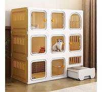 Cat Cage Indoor,Cat Enclosure,Cat Cage Crate,Cat Cage With Litter Box,Diy Cat Playpen,With Litter Box,Cat Hammock,Enclosed For 1-2 Cats,Ferret,Chinchilla,Rabbit,106 * 46 * 106cm/42 * 18 * 42in(B)