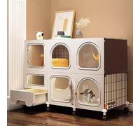 Cat Cage Indoor, Cat Enclosure, Cat Cage Crate, Pull-out cat litter box with litter box, portable, easy to assemble, for 1-2 Cats, Ferret, Chinchilla, Rabbit, Small Animals ,106*36*75cm/42*14*30in