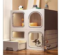 Cat Cage Indoor, Cat Enclosure, Cat Cage Crate, Pull-out cat litter box with litter box, portable, easy to assemble, for 1-2 Cats, Ferret, Chinchilla, Rabbit, Small Animals ,71*46*71cm/28*18*28in