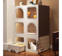 Cat Cage Indoor, Cat Enclosure, Cat Cage Crate, Pull-out cat litter box with litter box, portable, easy to assemble, for 1-2 Cats, Ferret, Chinchilla, Rabbit, Small Animals ,71*46*106cm/28*18*42in
