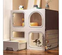 Cat Cage Indoor, Cat Enclosure, Cat Cage Crate, Pull-out cat litter box with litter box, portable, easy to assemble, for 1-2 Cats, Ferret, Chinchilla, Rabbit, Small Animals ,71*36*71cm/28*14*28in