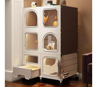 Cat Cage Indoor, Cat Enclosure, Cat Cage Crate, Pull-out cat litter box with litter box, portable, easy to assemble, for 1-2 Cats, Ferret, Chinchilla, Rabbit, Small Animals ,71*36*110cm/28*14*43in