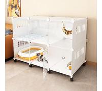 Cat Cage Indoor Cat Enclosure DIY Cat Playpen Detachable Kennels Small Animal Cage with Wheel Large Exercise Place Ideal for 1-3 Cat